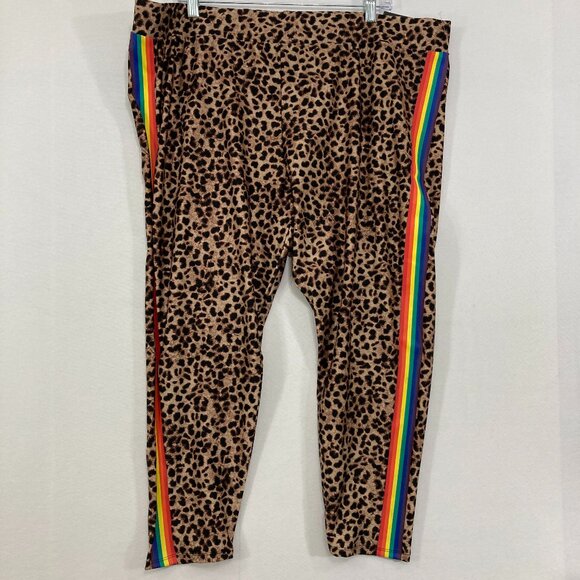 New Torrid size 4X Platinum Leopard Print & Rainbow Side Stripe Liquid Leggings - Picture 2 of 9